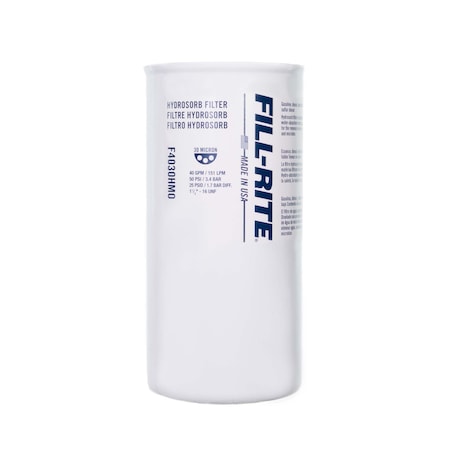 Fill-Rite 30 Micron Water Detecting Filter, 1-1/2in- 16 UNF, 40 GPM F4030HM0